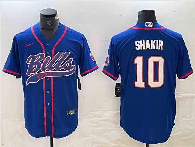 Men's Buffalo Bills #10 Khalil Shakir With Patch Cool Base Stitched Baseball Jersey