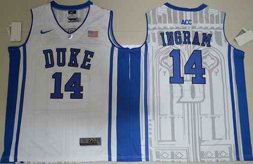 Blue Devils #14 Brandon Ingram White Basketball Elite V Neck Stitched NCAA Jersey