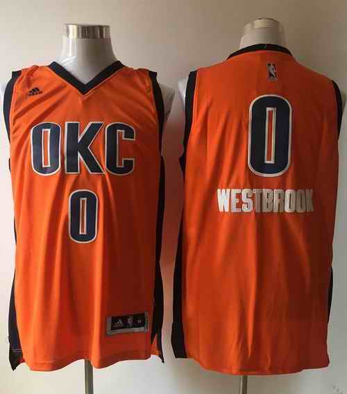 Thunder #0 Russell Westbrook Orange Alternate Stitched NBA Jersey