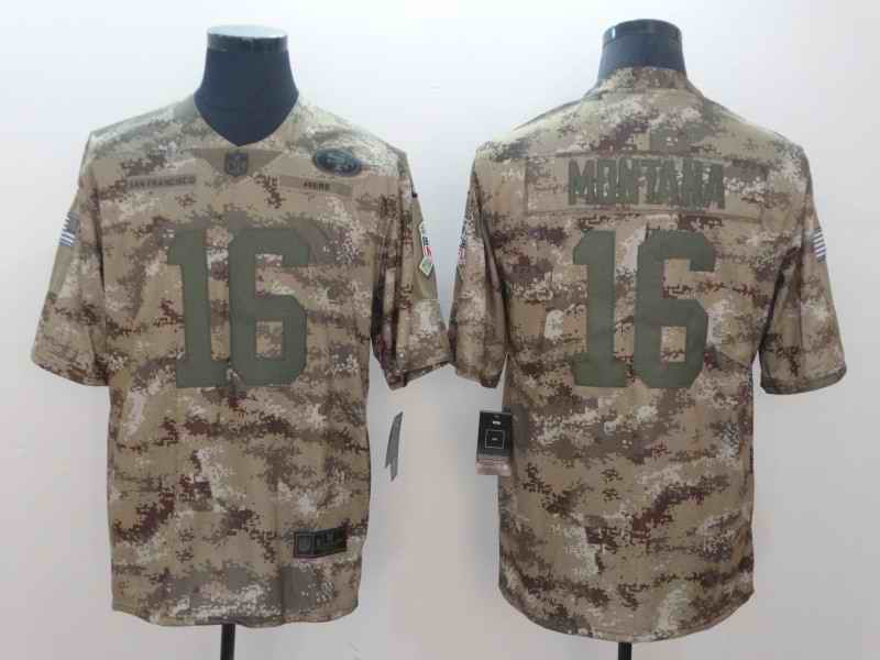 Men's San Francisco 49ers #16 Joe Montana 2018 Camo Salute to Service Limited Stitched NFL Jersey