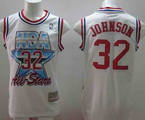 Mitchell And Ness Lakers #32 Magic Johnson White 1993 All Star Stitched NBA Jersey