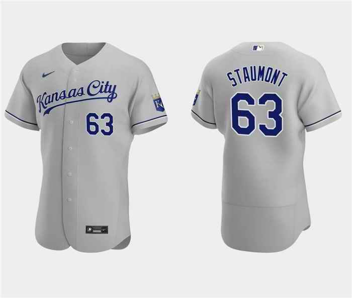 Men's Kansas City Royals #63 Josh Staumont Grey Flex Base Stitched MLB Jersey
