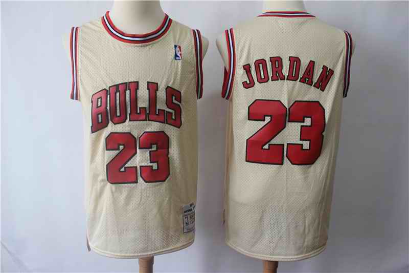 Men's Chicago Bulls #23 Michael Jordan Cream Hardwood Classics Stitched Jersey