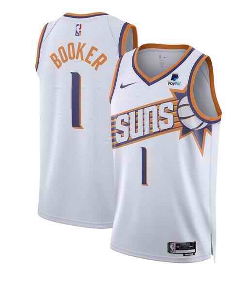 Men's Phoenix Suns #1 Devin Booker White 2023 Association Edition Stitched Basketball Jersey