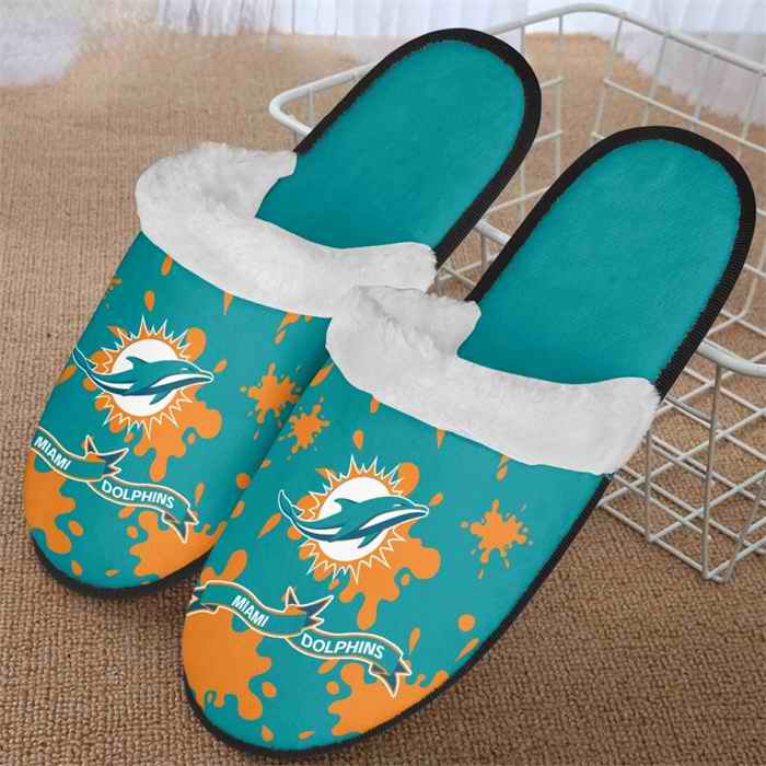 Men's Miami Dolphins Team Logo Staycation Slippers/Shoes(Pls check description for details) 002