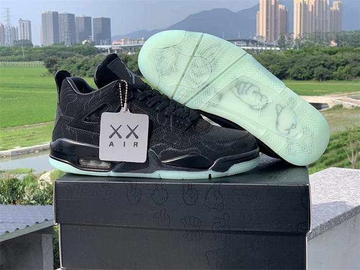Men's Running Weapon Air Jordan 4 Nike x KAWS Retro Black Shoes 077