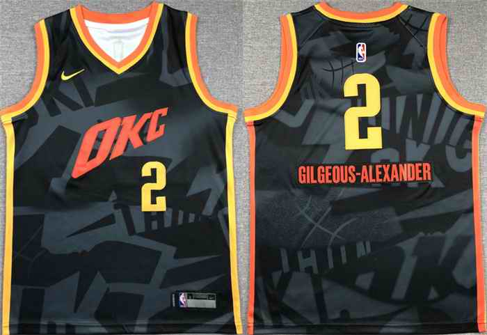 Youth Oklahoma City Thunder #2 Shai Gilgeous-Alexander Black 2023/24 City Edition Stitched Basketball Jersey