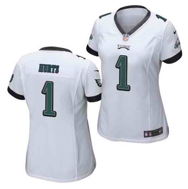 Women's Philadelphia Eagles #1 Jalen Hurts White Vapor Untouchable Limited Stitched Football Jersey(Run Small)