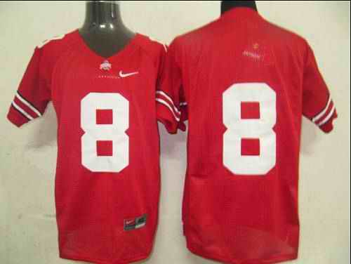 Buckeyes #8 Red Stitched NCAA Jersey
