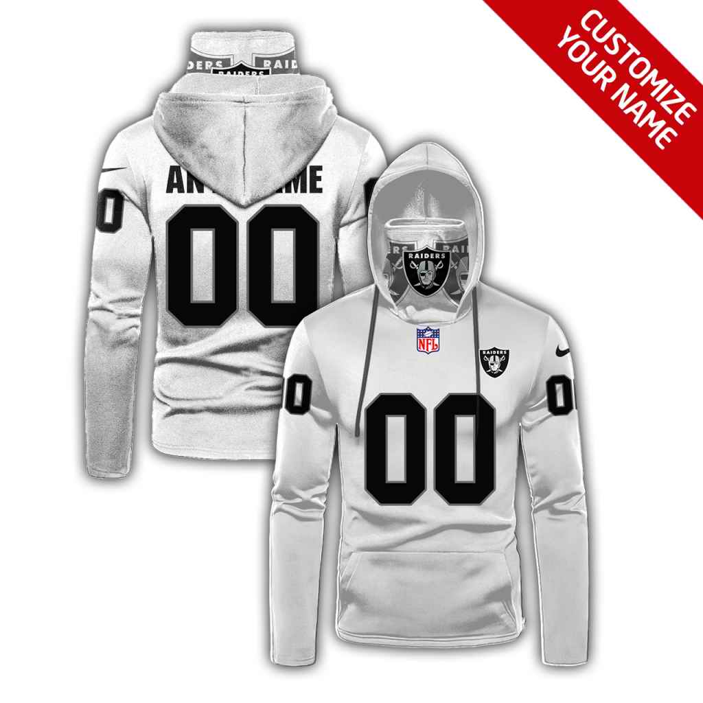Men's Las Vegas Raiders 2020 White Customize Hoodie Mask