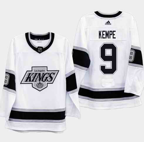 Men's Los Angeles Kings #9 Adrian Kempe White Stitched NHL Jersey