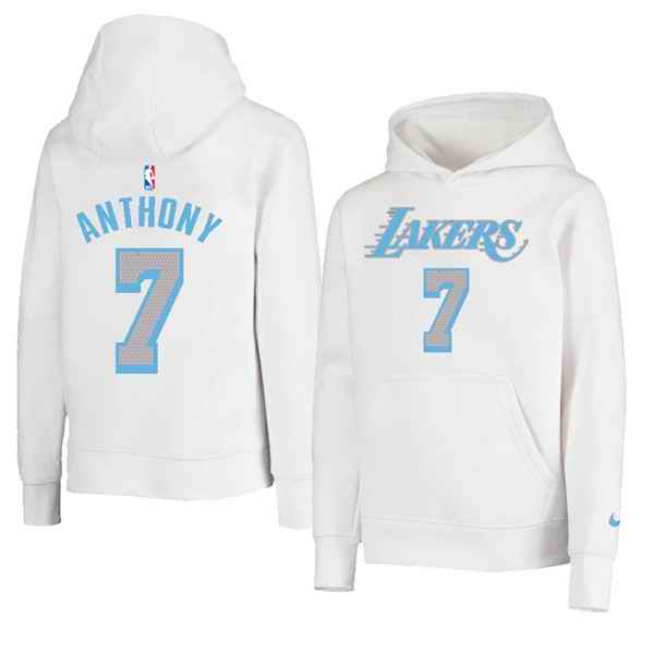 Men's Los Angeles Lakers #7 Carmelo Anthony 2021 White Pullover Hoodie