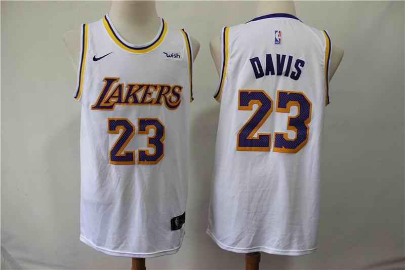 Men's Los Angeles Lakers #23 Anthony Davis White Stitched NBA Jersey