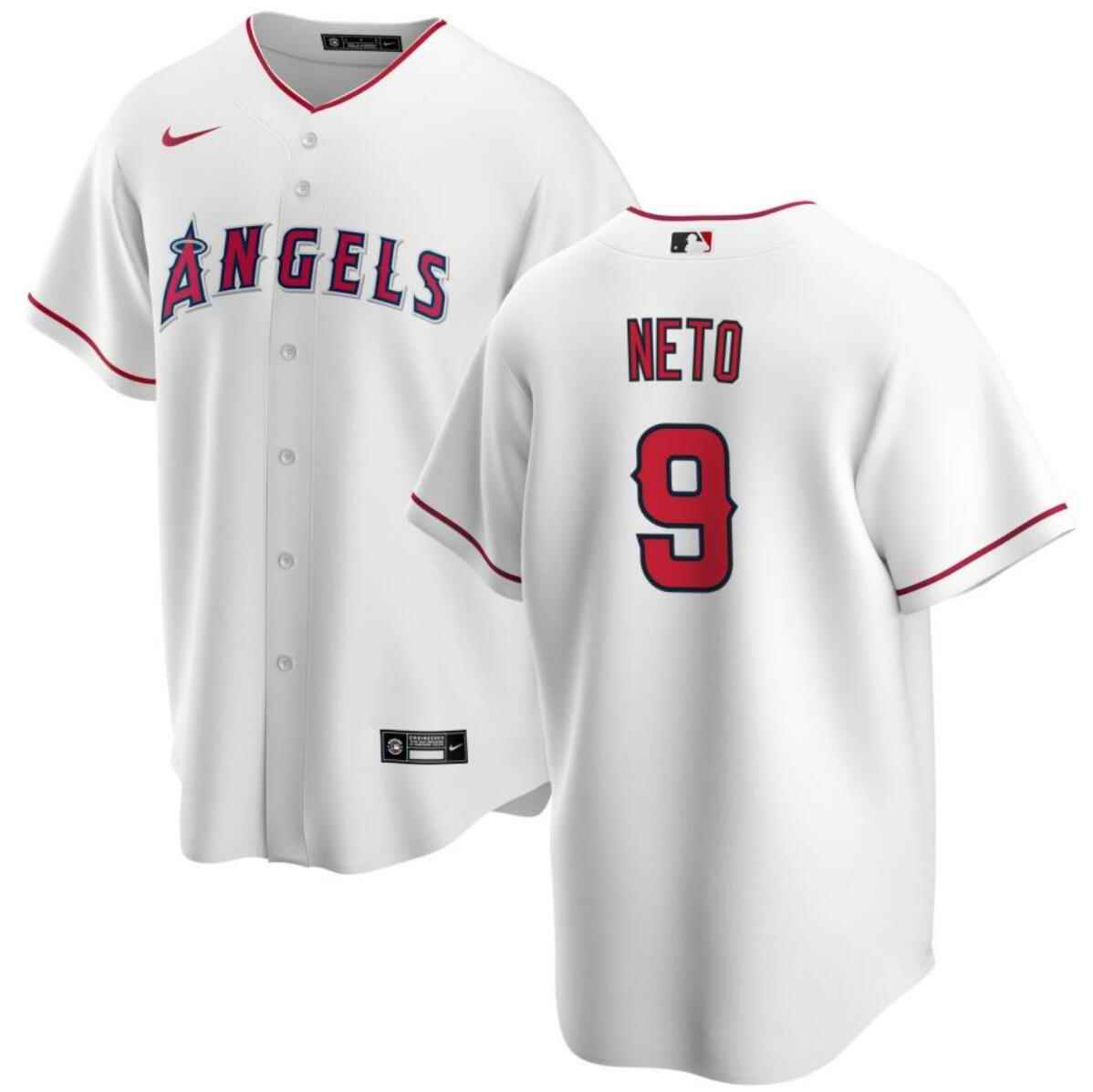 Men's Los Angeles Angels #9 Zach Neto White Cool Base Stitched Baseball Jersey