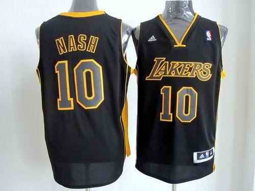 Revolution 30 Lakers #10 Steve Nash Black(Gold NO.) Stitched NBA Jersey