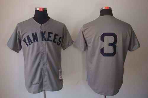Mitchell And Ness 1929 Yankees #3 Babe Ruth Grey Throwback Stitched MLB Jersey