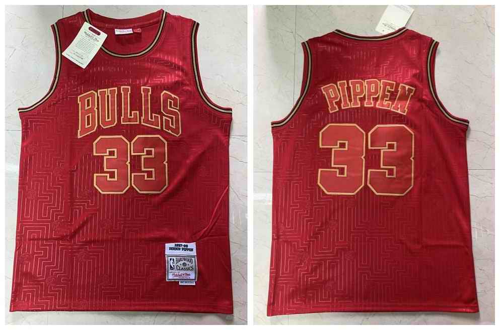 Men's Chicago Bulls #33 Scottie Pippen Red 2020 CNY Swingman Throwback Stitched Jersey