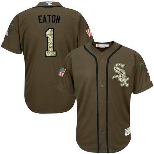 White Sox #1 Adam Eaton Green Salute to Service Stitched MLB Jersey