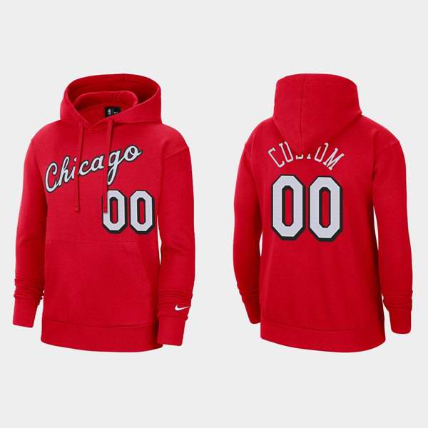 Men's Chicago Bulls Customized Red Pullover Hoodie