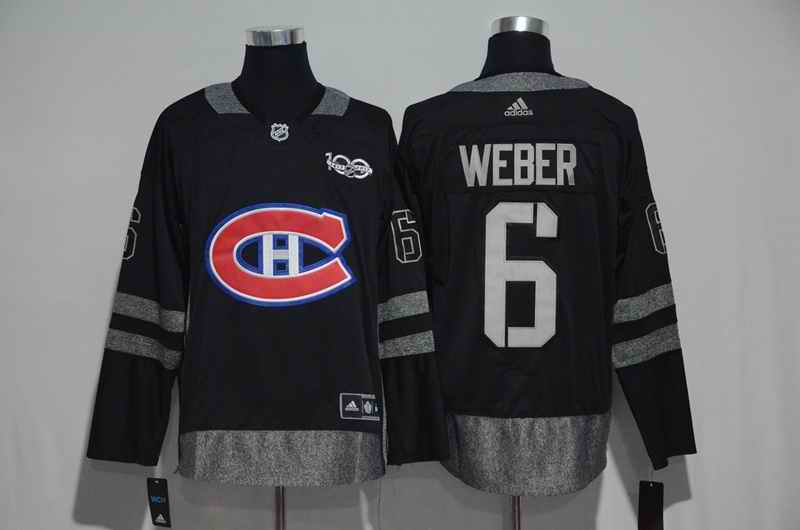 Montreal Canadiens #6 Shea Weber Black Men's 1917-2017 100th  Anniversary   Stitched NHL Jersey