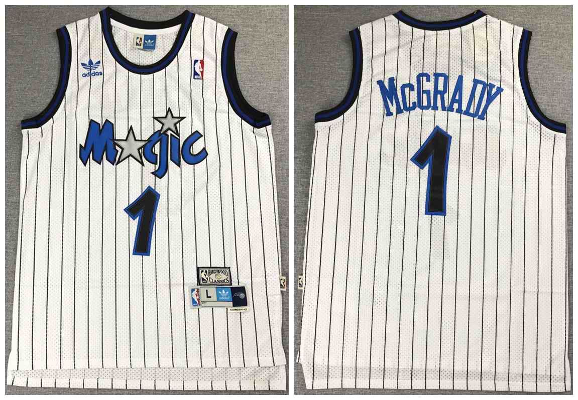 Men's Orlando Magic #1 Tracy McGrady White Throwback Stitched Jersey