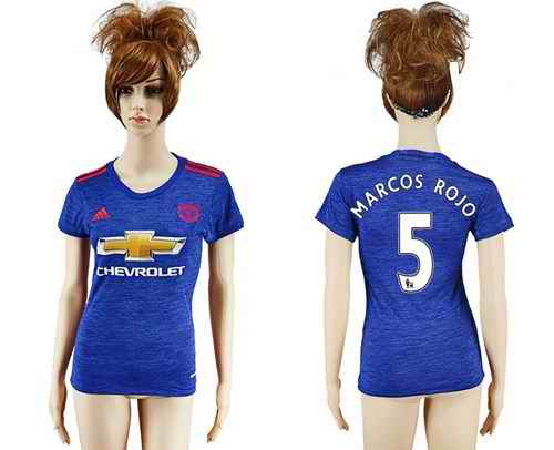 Women's Manchester United #5 Marcos Rojo Away Soccer Club Jersey