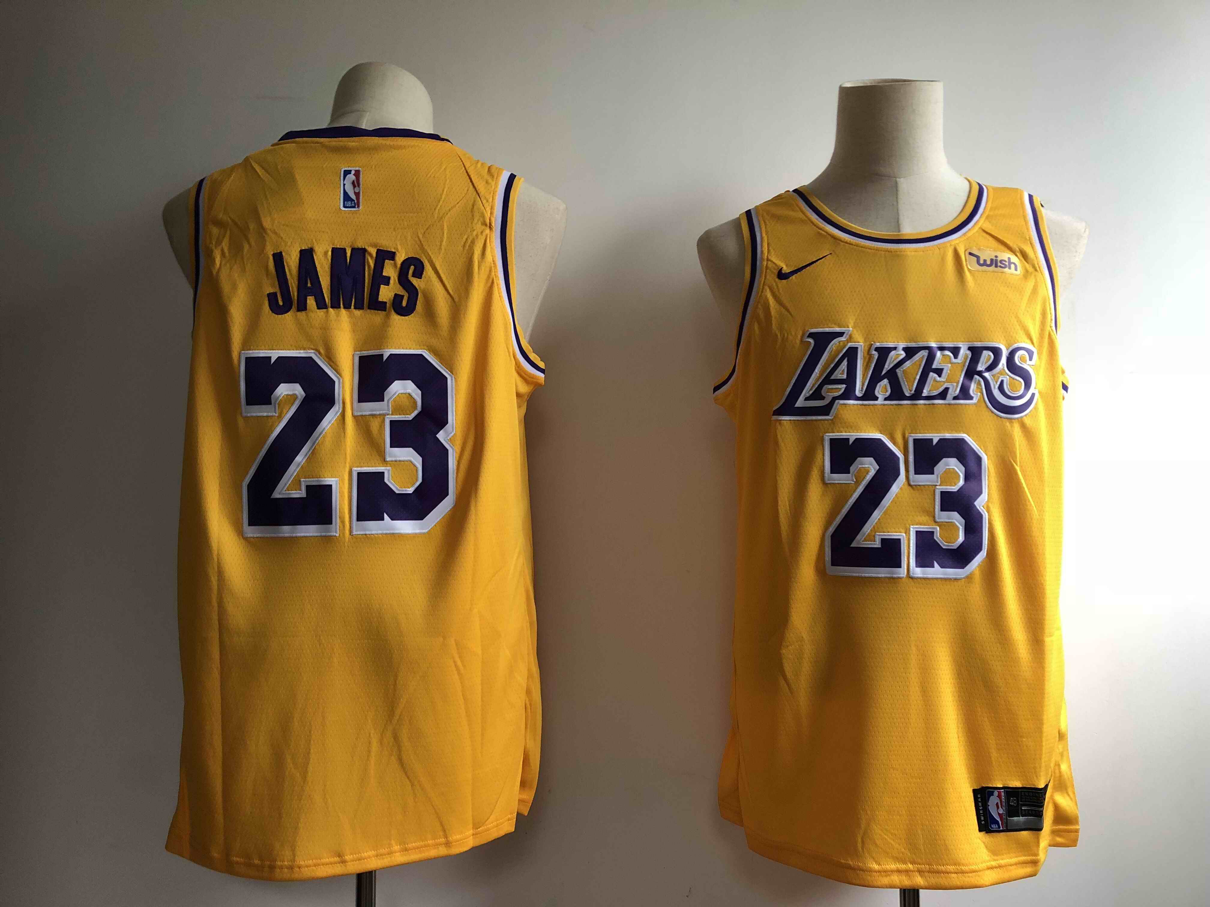 Men's Los Angeles Lakers #23 LeBron James Gold 2018/19 Icon Edition Swingman Stitched NBA Jersey