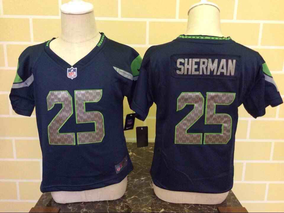 Toddler Nike Seattle Seahawks #25 Richard Sherman Navy Blue Stitched NFL Jersey