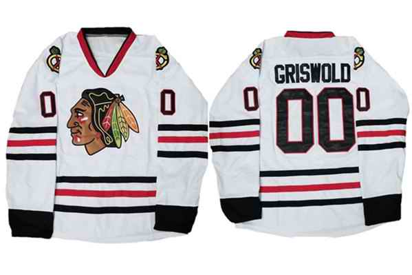 Men's Chicago Blackhawks #00 Clark Griswold White Stitched Jersey