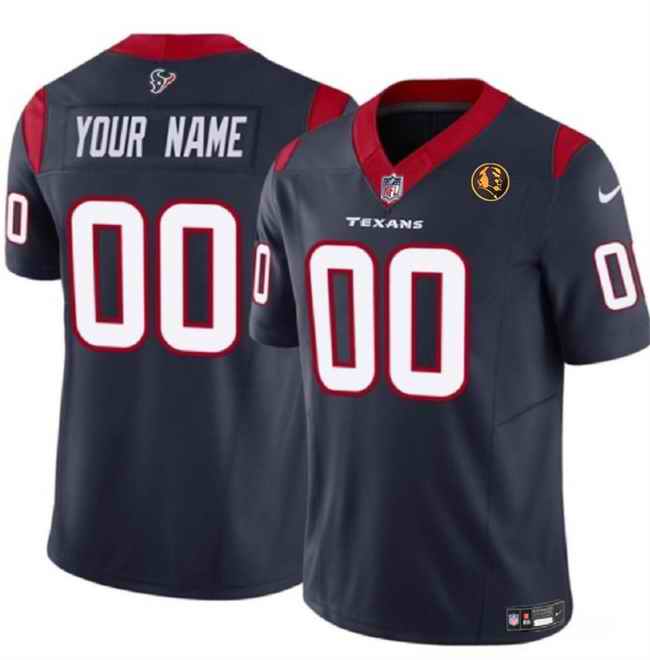 Men's Houston Texans Active Player Custom Navy 2023 F.U.S.E. With John Madden Patch Vapor Limited Stitched Football Jersey