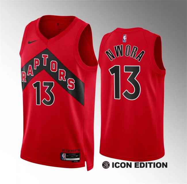 Men's Toronto Raptors #13 Jordan Nwora Red Icon Edition Stitched Basketball Jersey