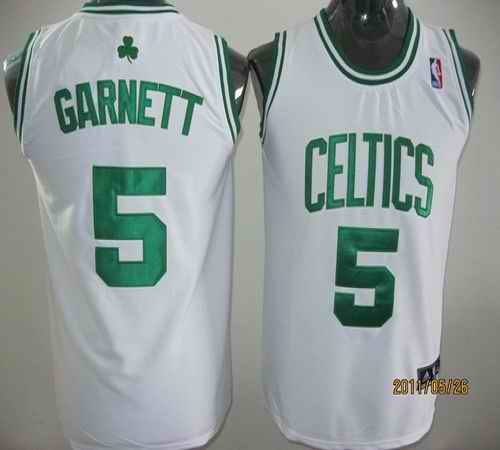 Men's Boston Celtics #5 Kevin Garnett White Stitched Basketball Jersey
