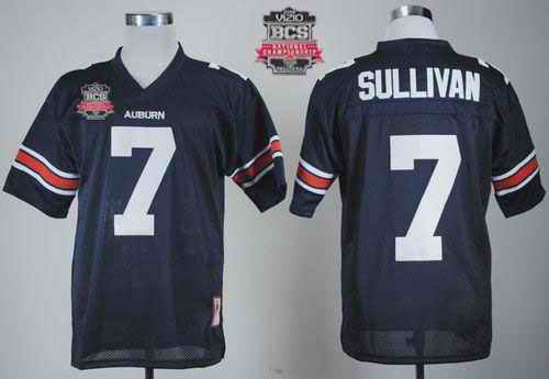 Tigers #7 Pat Sullivan Blue Throwback 2014 BCS Bowl Patch Stitched NCAA Jersey