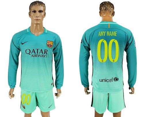 Barcelona Personalized Sec Away Long Sleeves Soccer Club Jersey