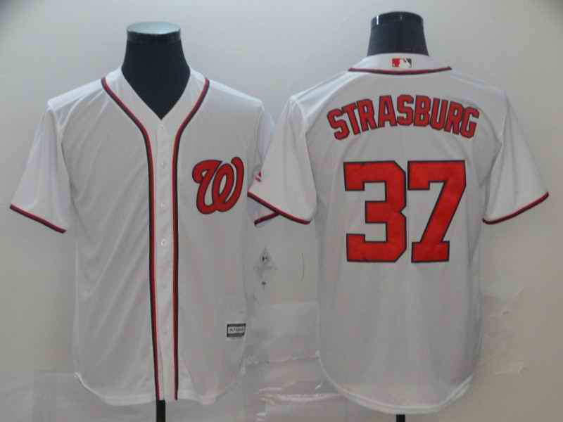 Men's Washington Nationals #37 Stephen Strasburg White Cool Base Stitched MLB Jersey