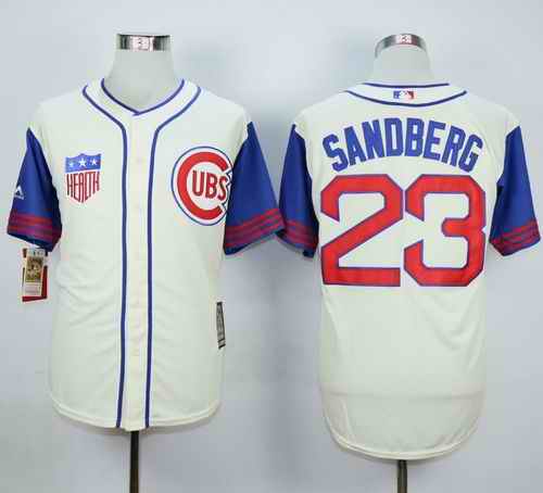 Cubs #23 Ryne Sandberg Cream/Blue 1942 Turn Back The Clock Stitched MLB Jersey