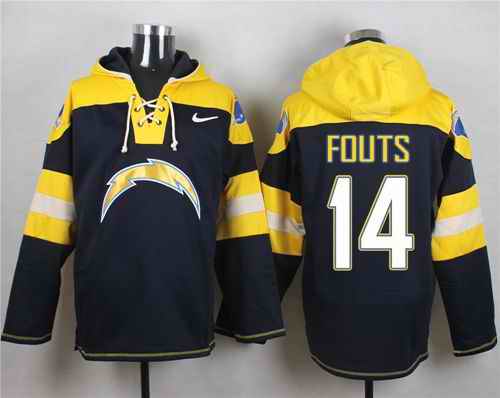 Nike Chargers #14 Dan Fouts Navy Blue Player Pullover NFL Hoodie