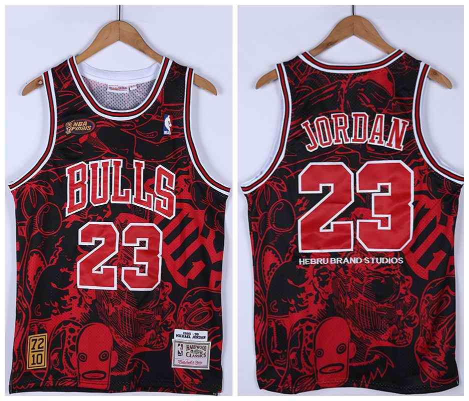 Men's Chicago Bulls #23 Michael Jordan Red/Black 1995-96 Throwback Stitched Jersey