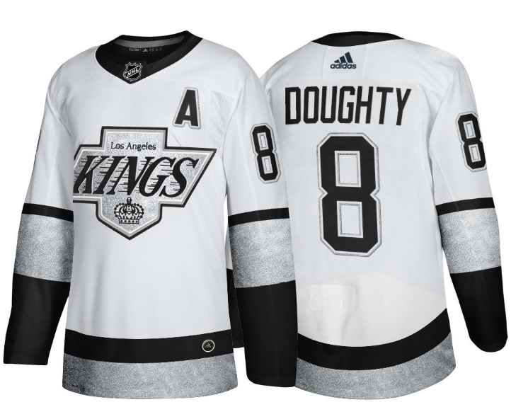 Men's Los Angeles Kings #8 Drew Doughty White Throwback Stitched Jersey