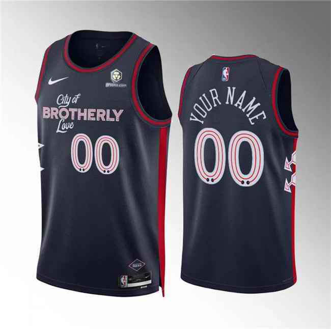 Men's Philadelphia 76ers Active Player Custom Navy 2023/24 City Edition Stitched Jersey