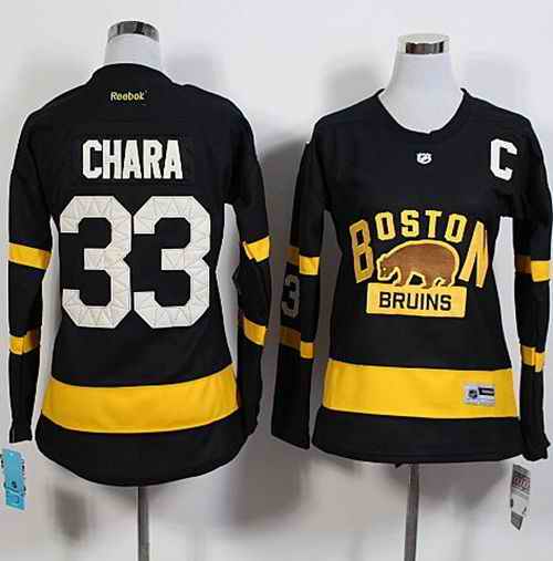Bruins #33 Zdeno Chara Black 2016 Winter Classic Women's Stitched NHL Jersey