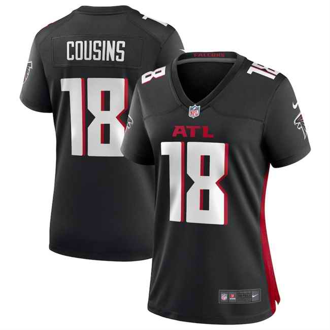Women's Atlanta Falcons #18 Kirk Cousins Black Stitched Jersey(Run Small)