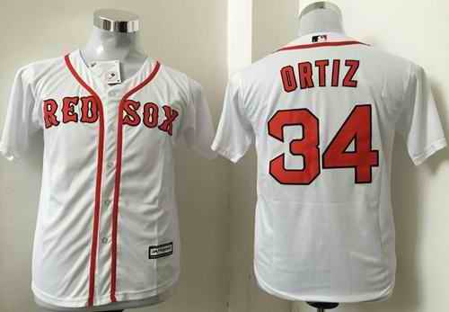 Red Sox #34 David Ortiz White Cool Base Stitched Youth MLB Jersey