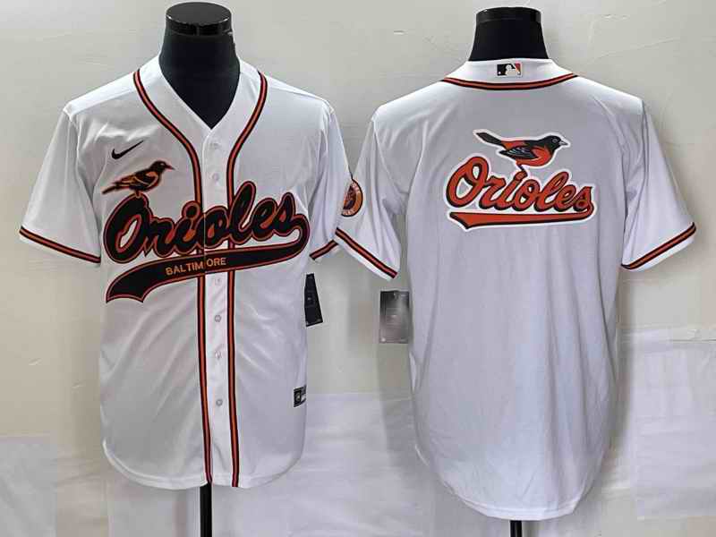Men's Baltimore Orioles White Team Big Logo Cool Base Stitched Jersey