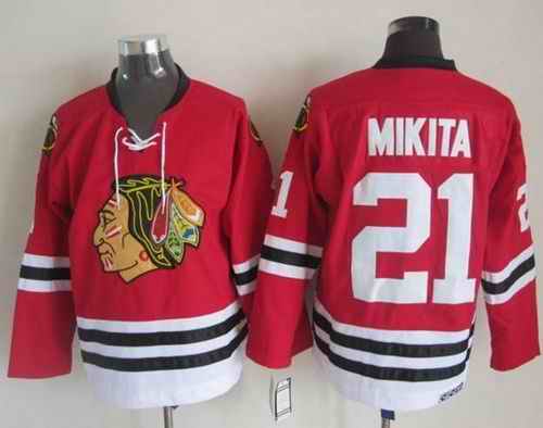 Blackhawks #21 Stan Mikita Stitched Red CCM Throwback NHL Jersey
