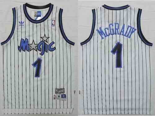Magic #1 Tracy Mcgrady White Throwback Stitched NBA Jersey