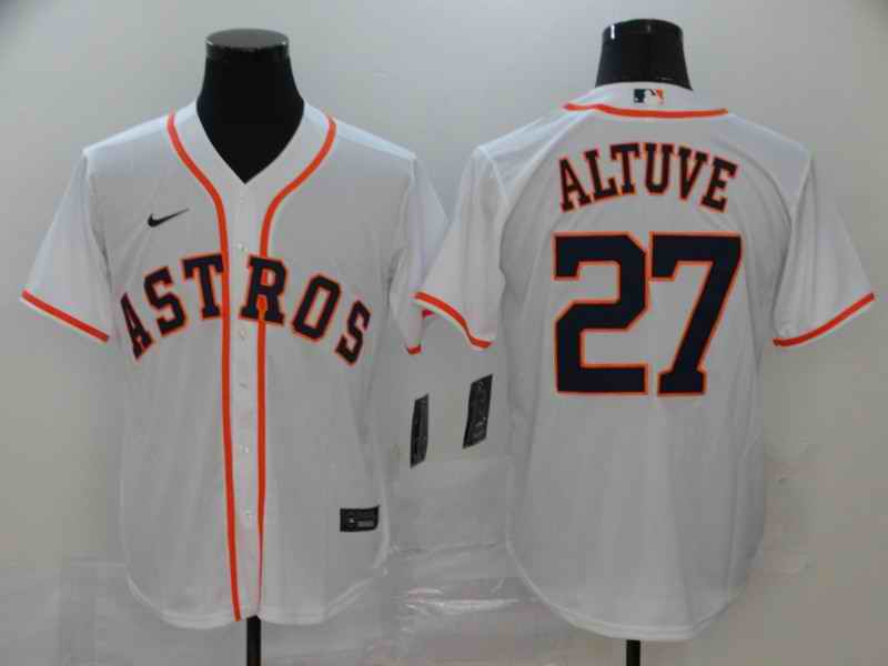 Men's Houston Astros #27 Jose Altuve White Cool Base Stitched MLB Jersey