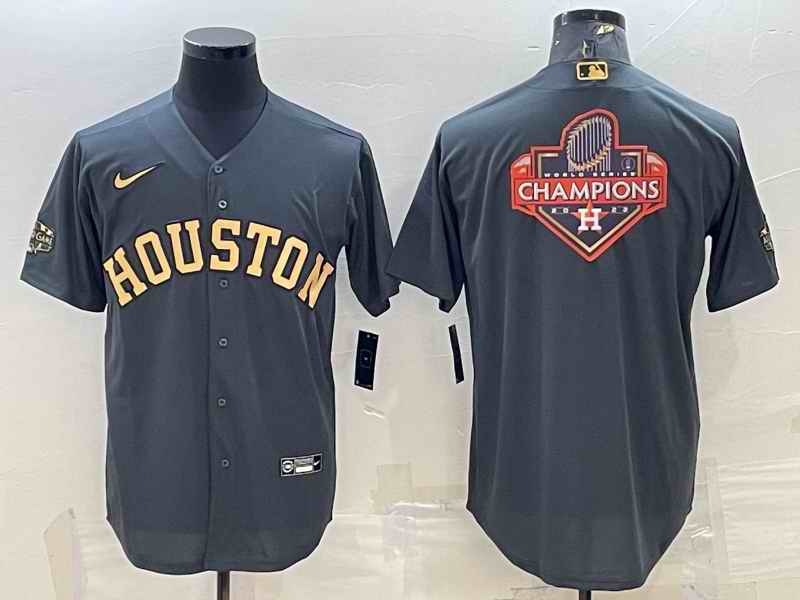 Men's Houston Astros All-Star Charcoal 2022 World Series Champions Team Big Logo Cool Base Stitched Jersey
