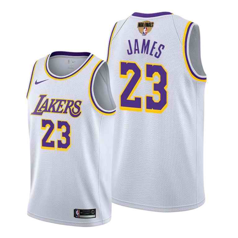 Men's Los Angeles Lakers #23 LeBron James 2020 White Finals Bound Association Edition Stitched Jersey