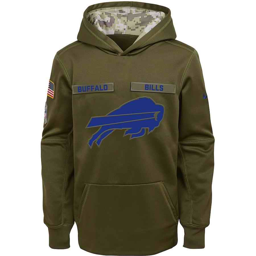 Youth Buffalo Bills Olive Salute to Service Pullover Performance NFL Hoodie